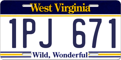 WV license plate 1PJ671