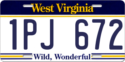 WV license plate 1PJ672