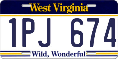 WV license plate 1PJ674