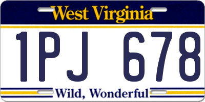 WV license plate 1PJ678