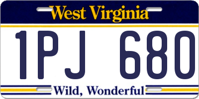 WV license plate 1PJ680