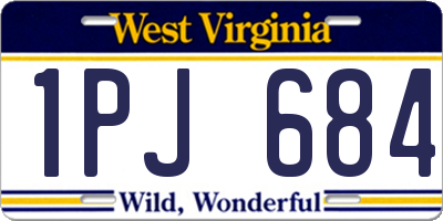 WV license plate 1PJ684