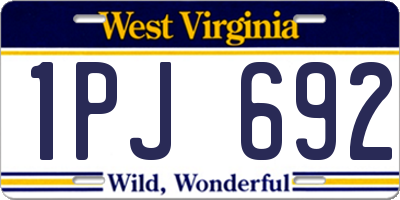 WV license plate 1PJ692