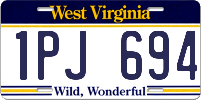 WV license plate 1PJ694