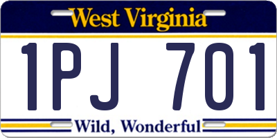 WV license plate 1PJ701