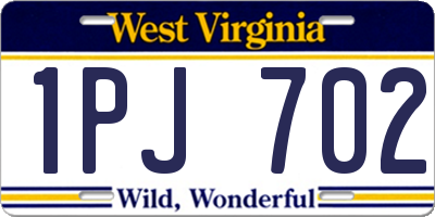 WV license plate 1PJ702