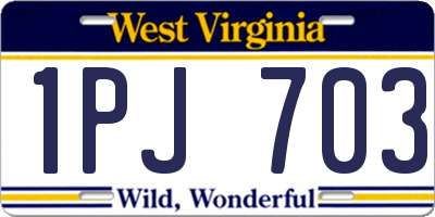 WV license plate 1PJ703