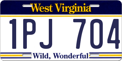 WV license plate 1PJ704