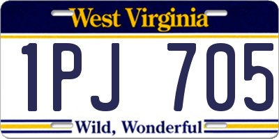 WV license plate 1PJ705