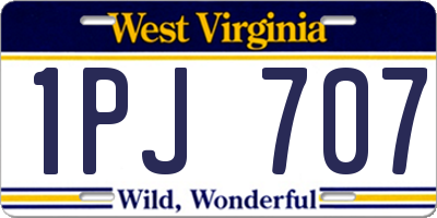 WV license plate 1PJ707
