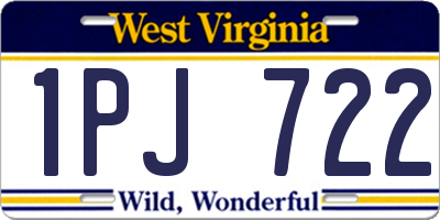 WV license plate 1PJ722