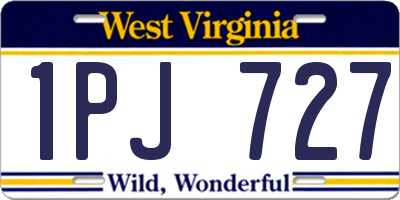 WV license plate 1PJ727