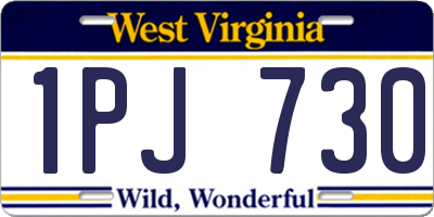 WV license plate 1PJ730