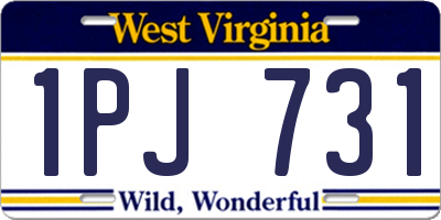 WV license plate 1PJ731