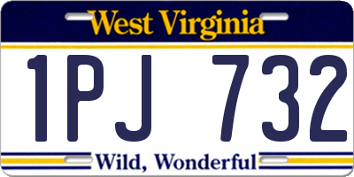 WV license plate 1PJ732