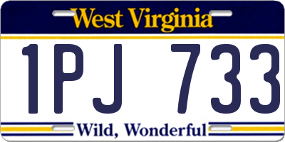 WV license plate 1PJ733