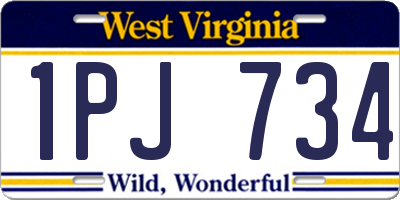 WV license plate 1PJ734