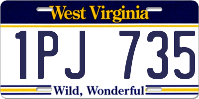 WV license plate 1PJ735