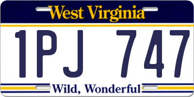 WV license plate 1PJ747