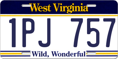 WV license plate 1PJ757