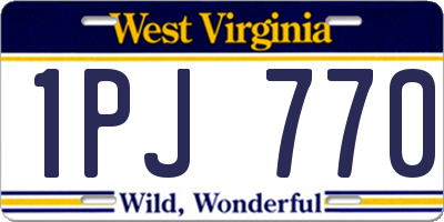 WV license plate 1PJ770