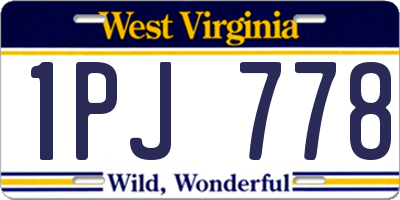 WV license plate 1PJ778