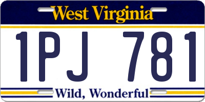 WV license plate 1PJ781