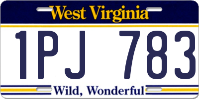 WV license plate 1PJ783