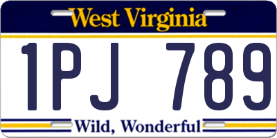WV license plate 1PJ789