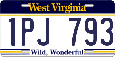 WV license plate 1PJ793