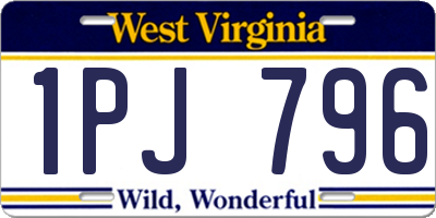 WV license plate 1PJ796