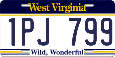 WV license plate 1PJ799