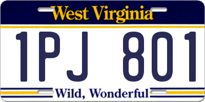 WV license plate 1PJ801