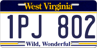 WV license plate 1PJ802