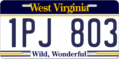 WV license plate 1PJ803