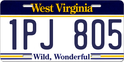 WV license plate 1PJ805