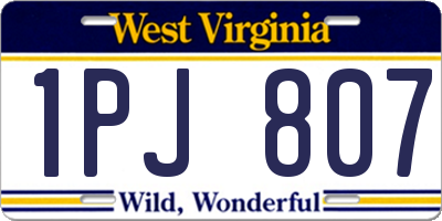 WV license plate 1PJ807
