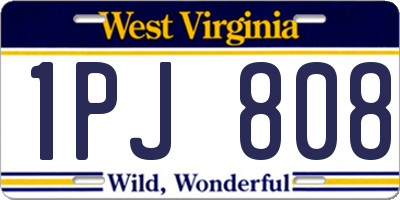 WV license plate 1PJ808