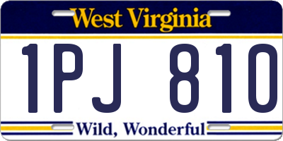 WV license plate 1PJ810