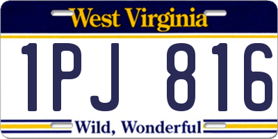 WV license plate 1PJ816