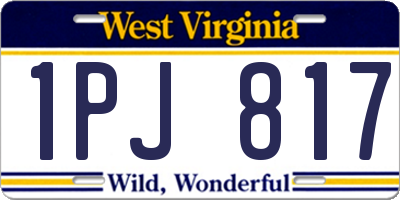 WV license plate 1PJ817