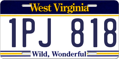 WV license plate 1PJ818