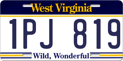 WV license plate 1PJ819