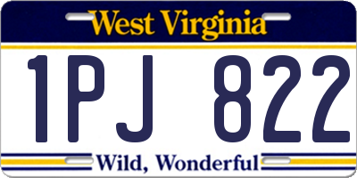 WV license plate 1PJ822
