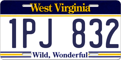 WV license plate 1PJ832