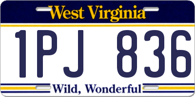 WV license plate 1PJ836