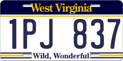 WV license plate 1PJ837
