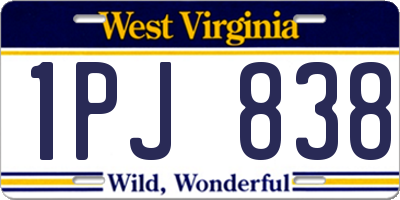 WV license plate 1PJ838