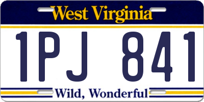 WV license plate 1PJ841
