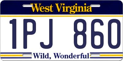 WV license plate 1PJ860